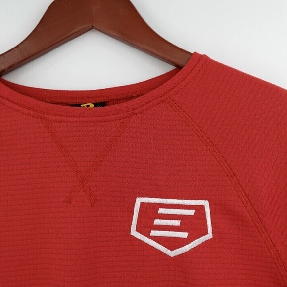 Demarini Baseball Shirt Mens Medium Red Raglan Heater Fleece Logo Pullover Top - Picture 4 of 13